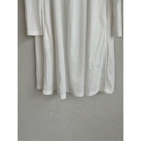 Woman White Zipper V-Neck Cutout Long-Sleeve Shift Dress, Small - Picture 6 of 7